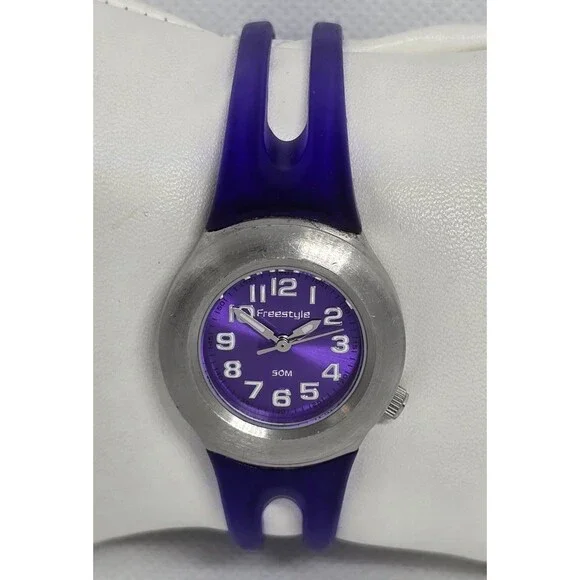 Women's Freestyle Sunny Purple Plastic Bangle Watch 61855 14 - Picture 4 of 7